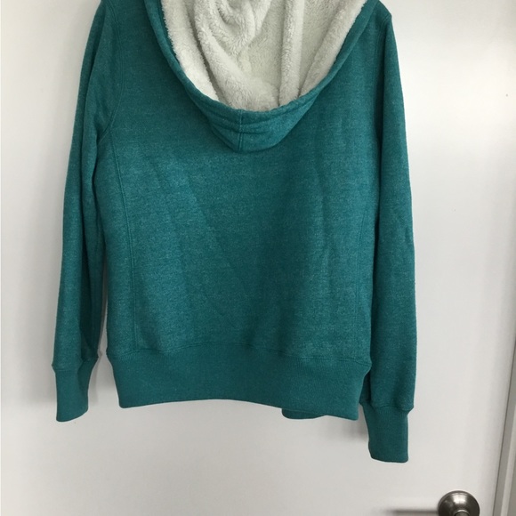 Faded Glory Jacket Coat Green Hoodie White Faux Fur Size Medium $30 - Picture 13 of 13